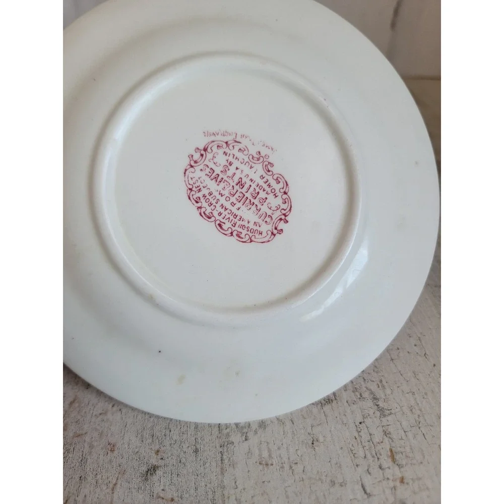 Red‎ Currier Ives Homer red sea ship sail plate dessert crow nest unique